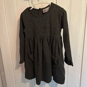 Wheat 3t grey long sleeve dress with pockets